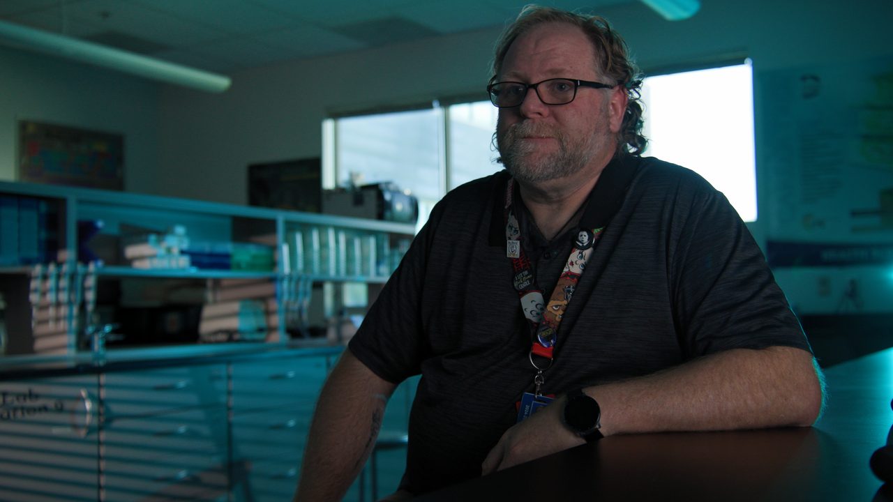 CTE teacher interviewed in a workshop classroom